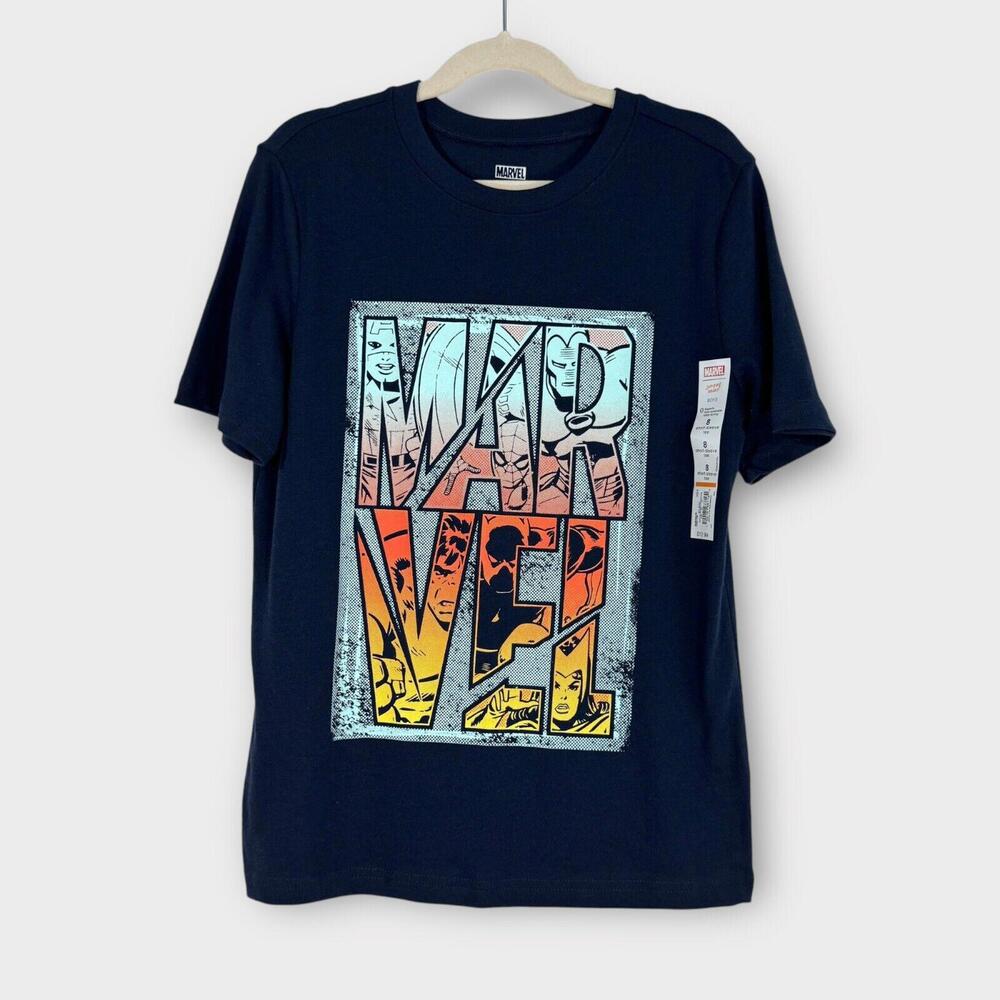 Jumping Beans Marvel Boy’s Size 8 Blue Superhero Graphic Tee Short Sleeve Shirt